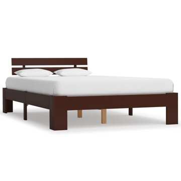 Estrutura de Cama 140x200 cm Pinho Maciço Castanho-escuro