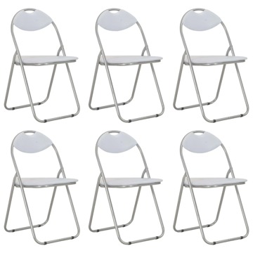 Cadeiras de Jantar Dobráveis 6 pcs Couro Artificial Branco