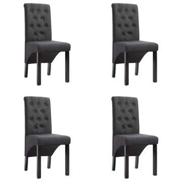 Cadeiras de Jantar 4 pcs Tecido Cinzento-escuro