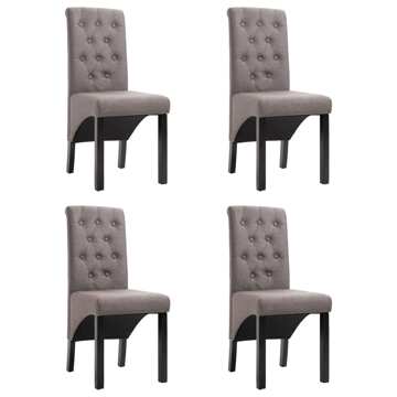 Cadeiras de Jantar 4 pcs Tecido Cinzento-acastanhado