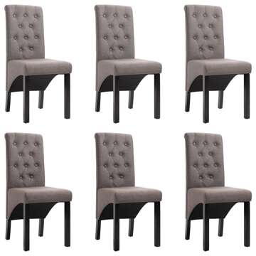 Cadeiras de Jantar 6 pcs Tecido Cinzento-acastanhado