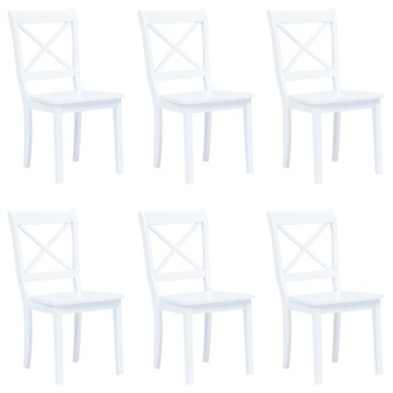 Cadeiras de Jantar 6 pcs Seringueira Maciça Branco