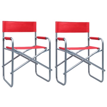Cadeiras de Realizador 2 pcs Aço Vermelho