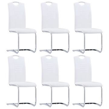 Cadeiras de Jantar Cantilever 6 pcs Couro Artificial Branco