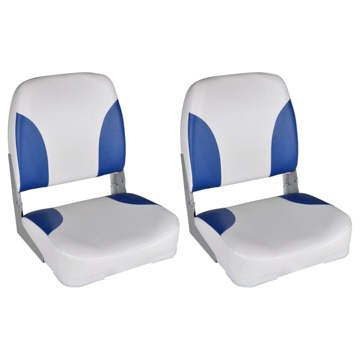 Assentos Barco 2 pcs Encosto Dobrável Azul e Branco 41x36x48 cm