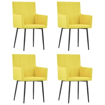 Cadeiras de Jantar com Apoio de Braços 4 pcs Tecido Amarelo