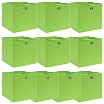 Caixas de Arrumação 10 pcs 32x32x32 cm Tecido Verde
