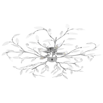 Candeeiro Teto Braços Folhas de Cristal Acrílico 5 E14 Branco
