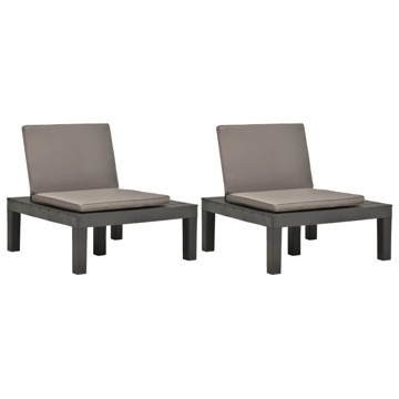 Cadeiras de Jardim com Almofadões 2 pcs Plástico Antracite