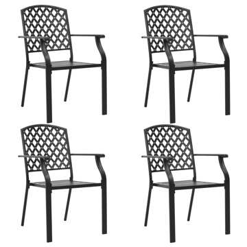 Cadeiras de Jardim Design Rede 4 pcs Aço Preto