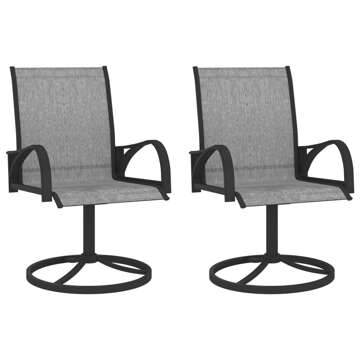 Cadeiras de Jardim Giratórias 2 pcs Textilene e Aço Cinzento