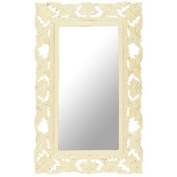 Espelho Esculpido à Mão 80x50 cm Mangueira Maciça Branco