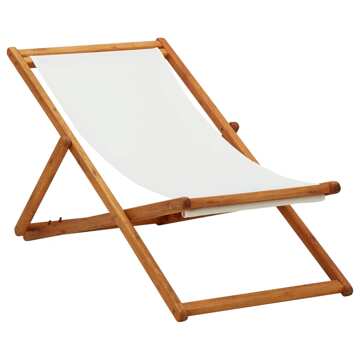 Cadeira Praia Dobrável Madeira de Eucalipto/tecido Branco Nata