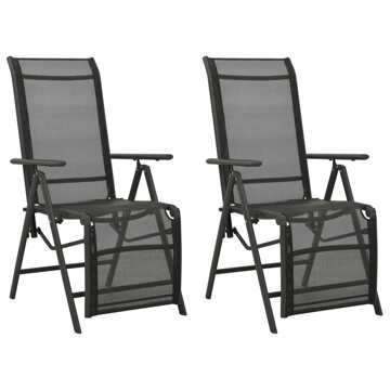 Cadeiras de Jardim Reclináveis 2 pcs Textilene e Alumínio Preto