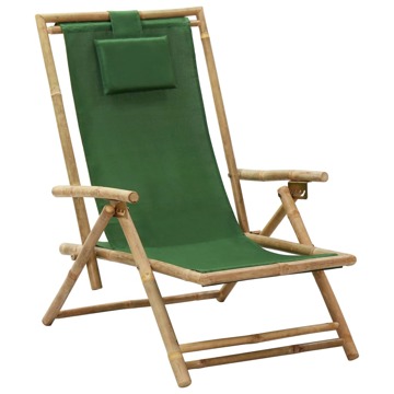 Cadeira de Descanso Reclinável Bambu e Tecido Verde