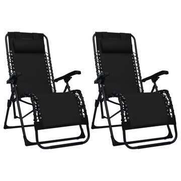 Cadeiras de Pátio Dobráveis 2 pcs Textilene Preto