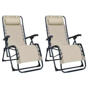 Cadeiras de Pátio Dobráveis 2 pcs Textilene Cor Creme