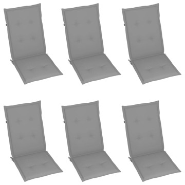 Almofadões para Cadeiras de Jardim 6 pcs 120x50x4 cm Cinzento