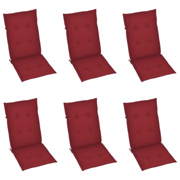 Almofadões P/ Cadeiras Jardim 6 pcs 120x50x4 cm Vermelho Tinto