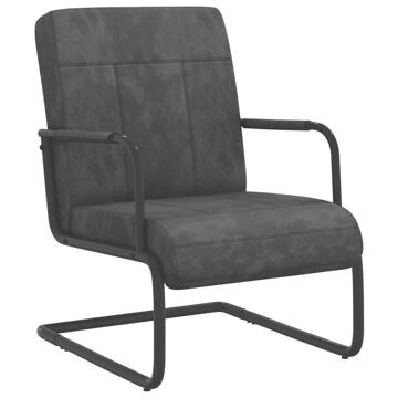 Cadeira Cantilever Veludo Cinzento-escuro