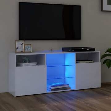 Móvel de Tv com Luzes LED 120x30x50 cm Branco Brilhante
