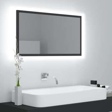 Espelho Casa de Banho LED 80x8,5x37 cm Contraplacado Cinzento