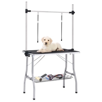 Mesa de Grooming Ajustável para Cães com 2 Laços e Cesto