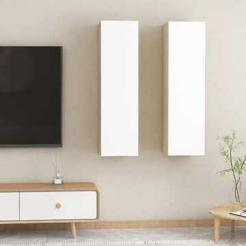 Móveis de Tv 2pcs 30,5x30x110cm Contrap. Branco/carvalho Sonoma
