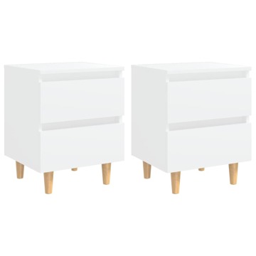 Mesas de Cabeceira 2 pcs C/ Pernas de Pinho 40x35x50 cm Branco