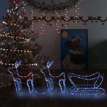 Decoração de Natal Rena e Trenó de Exterior 576 Luzes LED