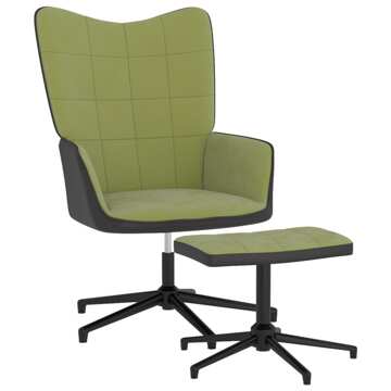 Cadeira de Descanso com Banco Pvc e Veludo Verde-claro