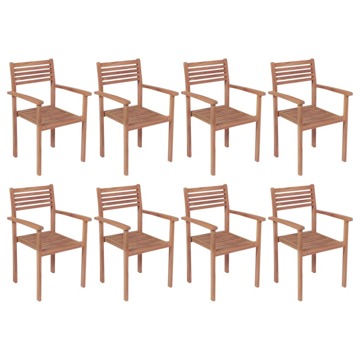Cadeiras de Jardim Empilháveis 8 pcs Madeira de Teca Maciça