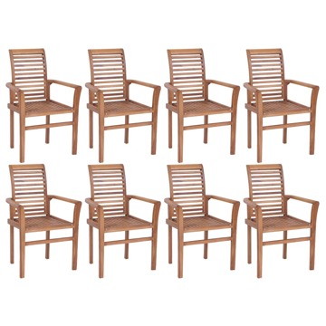 Cadeiras de Jantar Empilháveis 8 pcs Madeira de Teca Maciça