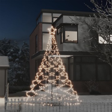 Árvore de Natal C/ Poste Metal 500 Luzes LED 3 M Branco Quente