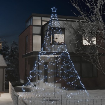 Árvore de Natal C/ Poste Metal 1400 Luzes LED 5 M Branco Frio