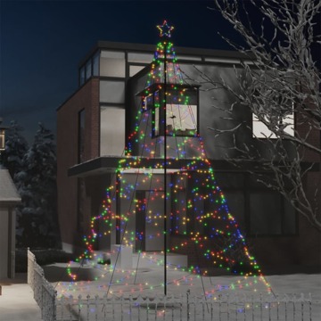 Árvore de Natal C/ Poste Metal 1400 Luzes LED 5 M Colorido
