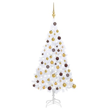 Árvore de Natal Artificial + Luzes LED e Bolas 120cm Pvc Branco