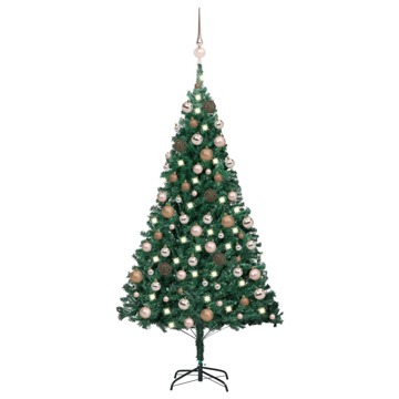 Árvore de Natal Artificial C/ Luzes LED e Bolas 120cm Pvc Verde