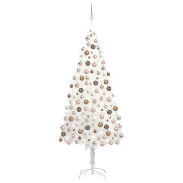 Árvore de Natal Artificial com Luzes LED e Bolas 210 cm Branco
