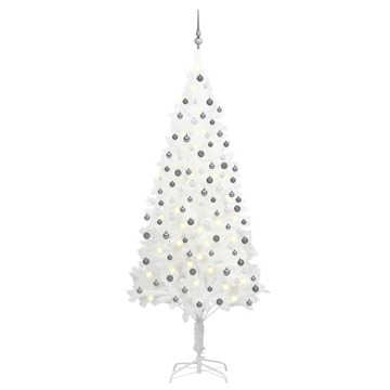 Árvore de Natal Artificial com Luzes LED e Bolas 210 cm Branco