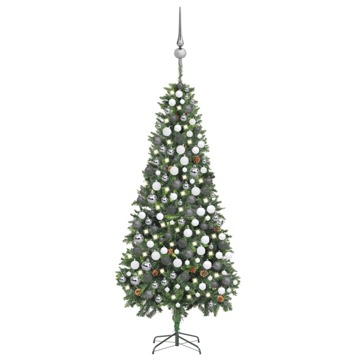Árvore de Natal Artificial com Luzes Led/bolas/pinhas 210 cm