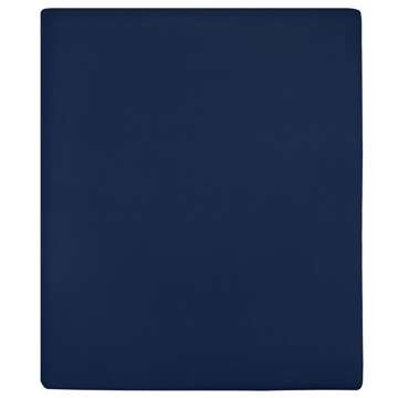 Lençóis Ajustáveis 2 pcs 160x200 cm Algodão Jersey Azul Marinho