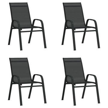 Cadeiras de Jardim Empilháveis 4 pcs Textilene Preto
