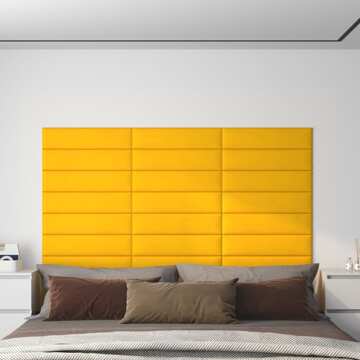Painel de Parede 12 pcs 60x15 cm Veludo 1,08 M² Cor Amarelo