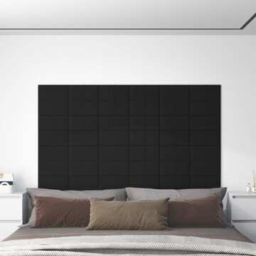 Painel de Parede 12 pcs 30x15 cm Tecido 0,54 M² Preto