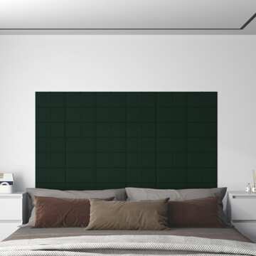 Painel de Parede 12 pcs 30x15 cm Veludo 0,54 M² Verde-escuro