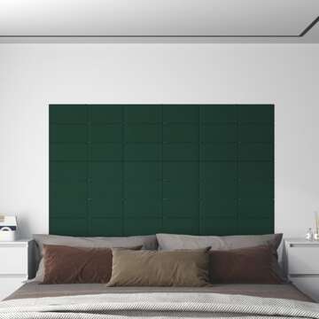 Painel de Parede 12 pcs 60x15cm Tecido 1,08 M² Cor Verde-escuro