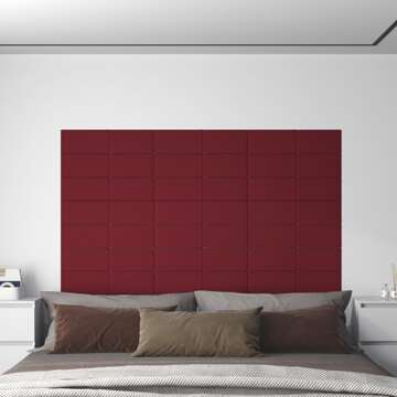 Painel Parede 12 pcs 60x15 cm Veludo 1,08 M² Vermelho Tinto