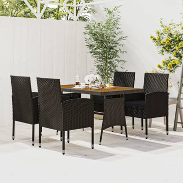 Conjunto de Jantar P/ Exterior Vime Pe Preto 5 pcs