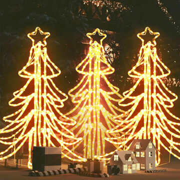 Árvore de Natal Dobrável C/ Leds 3pcs 87x87x93 cm Branco Quente